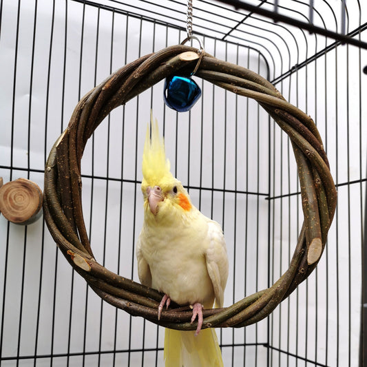 Rattan Ring Bird Chewing Toy: Standing Frame for Bird Cages