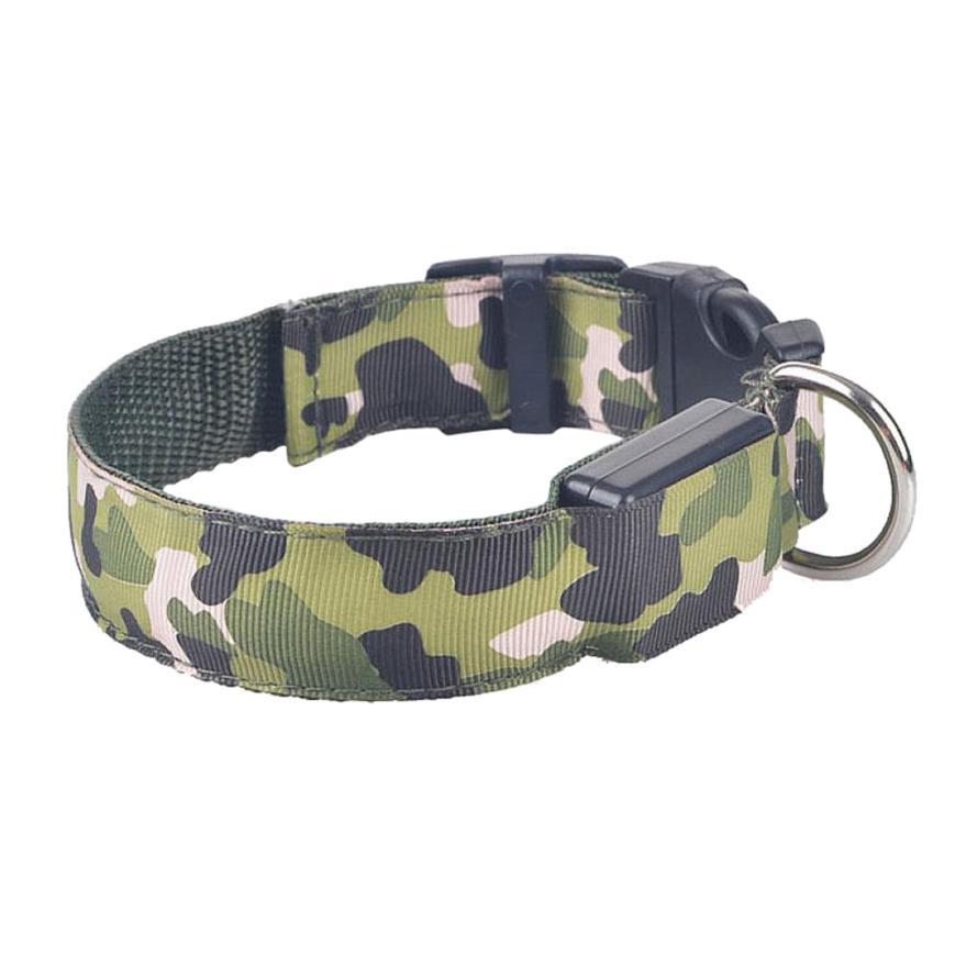 Luminous Camouflage Dog Collar: Glow-in-the-Dark Pet Safety Collar