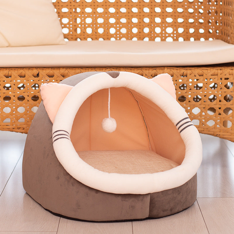 CatCave Cozy Bed: Plush Winter Kennel with Velvet Cushion