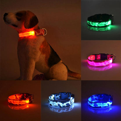 Luminous Camouflage Dog Collar: Glow-in-the-Dark Pet Safety Collar