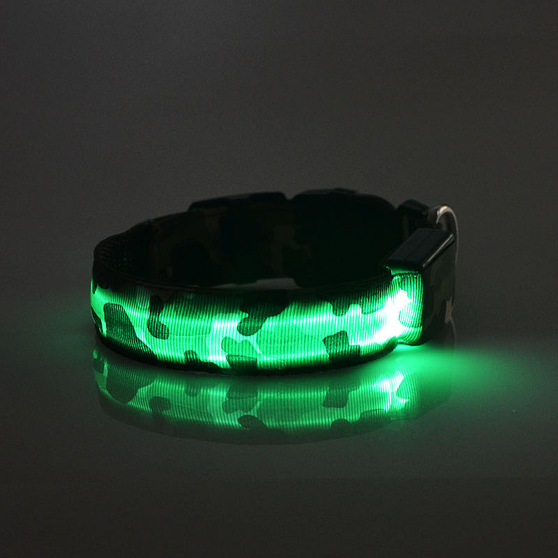 Luminous Camouflage Dog Collar: Glow-in-the-Dark Pet Safety Collar