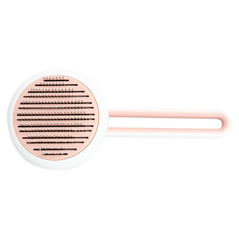 AutoMassage Pet Hair Remover: Round Grooming Brush for Dogs & Cats