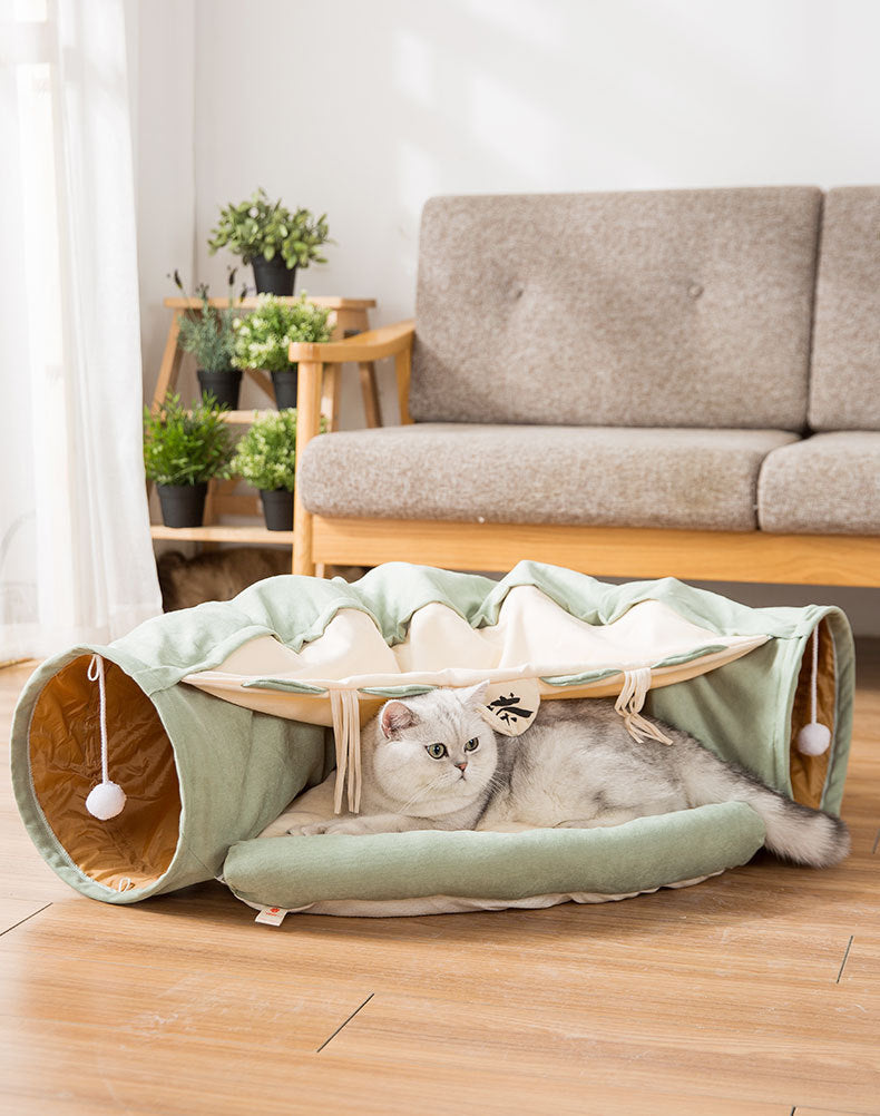 Fold-n-Play Collapsible Cat Tunnel: Durable & Washable