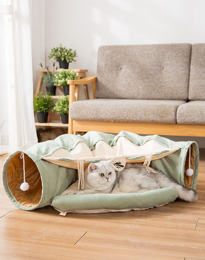 Fold-n-Play Collapsible Cat Tunnel: Durable & Washable