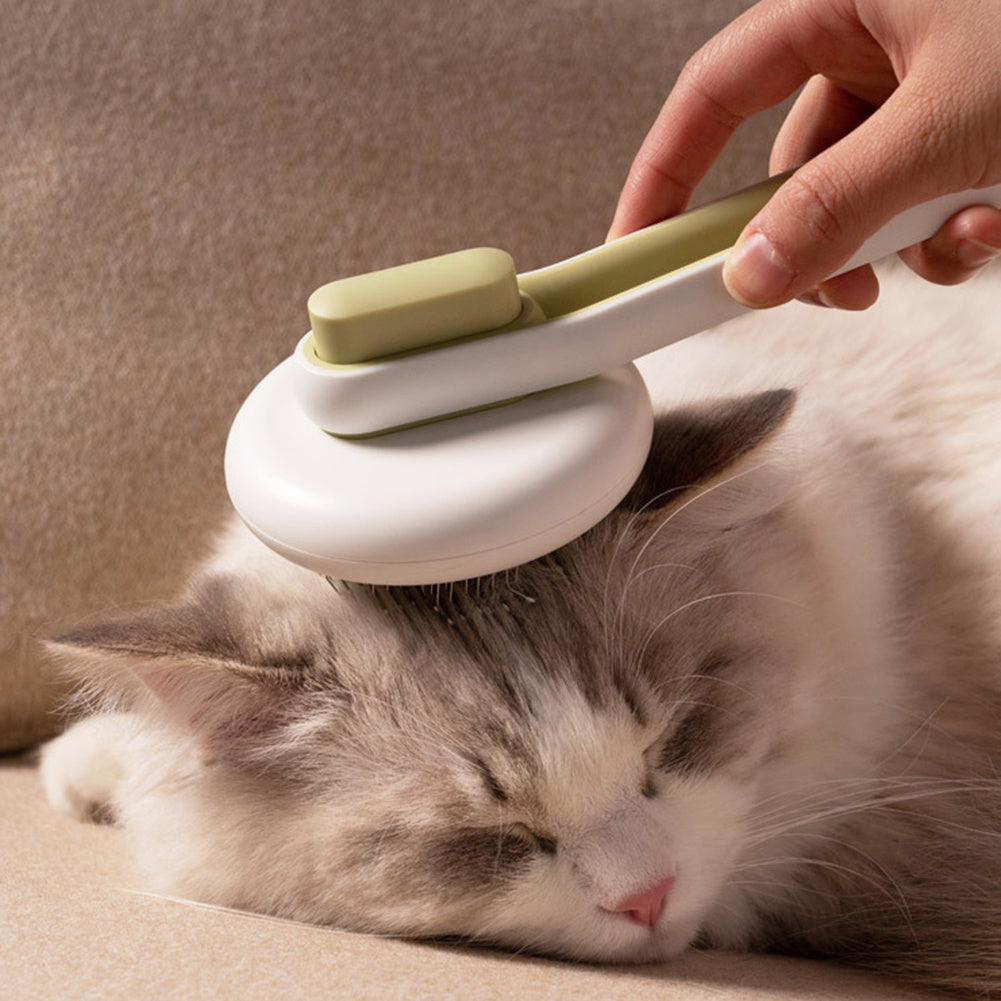 AutoMassage Pet Hair Remover: Round Grooming Brush for Dogs & Cats