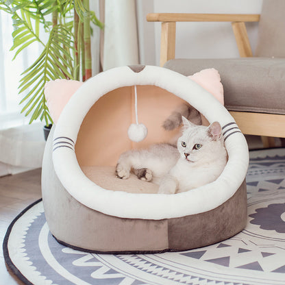 CatCave Cozy Bed: Plush Winter Kennel with Velvet Cushion