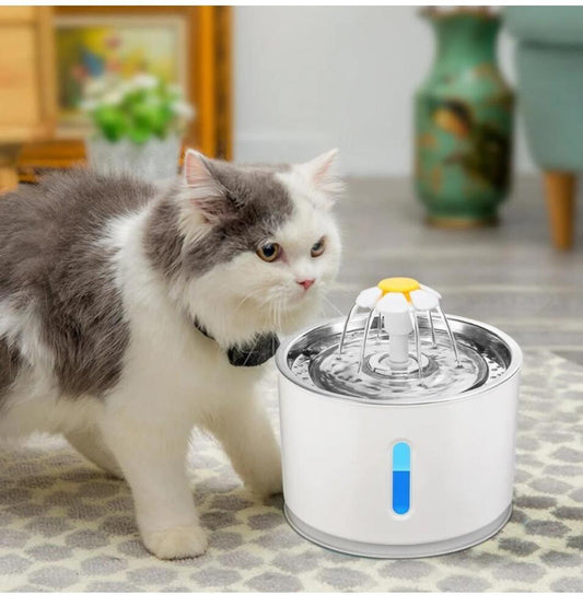 LED WaterFlow Pet Fountain: USB Automatic Water Dispenser for Dogs & Cats