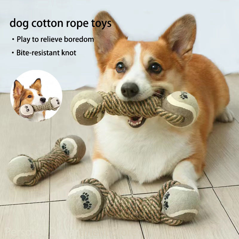 Interactive Cotton Rope Dog Toys: Chew Ball and Tug Toy for Small & Large Dogs