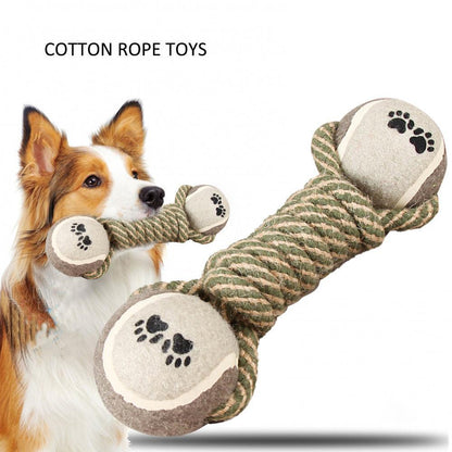 Interactive Cotton Rope Dog Toys: Chew Ball and Tug Toy for Small & Large Dogs