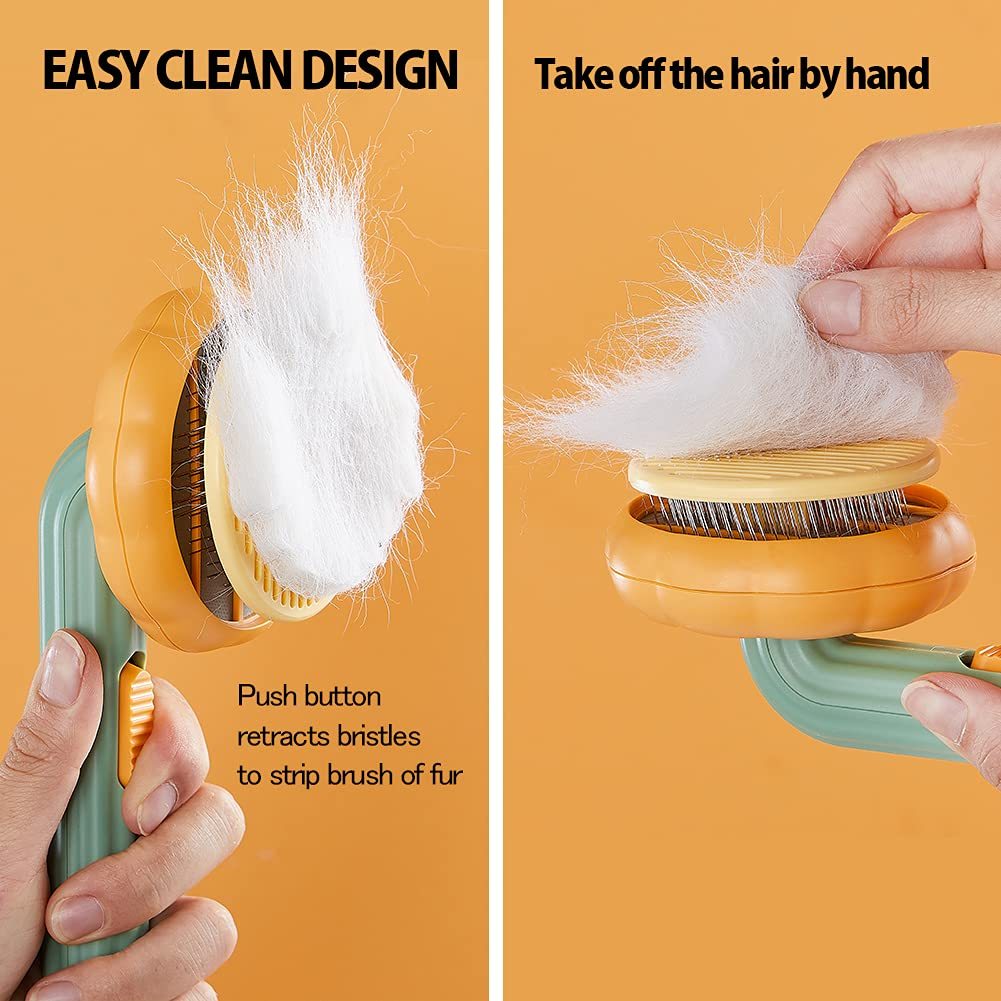 Pet Pumpkin Brush: Self-Cleaning Grooming Brush for Dogs & Cats