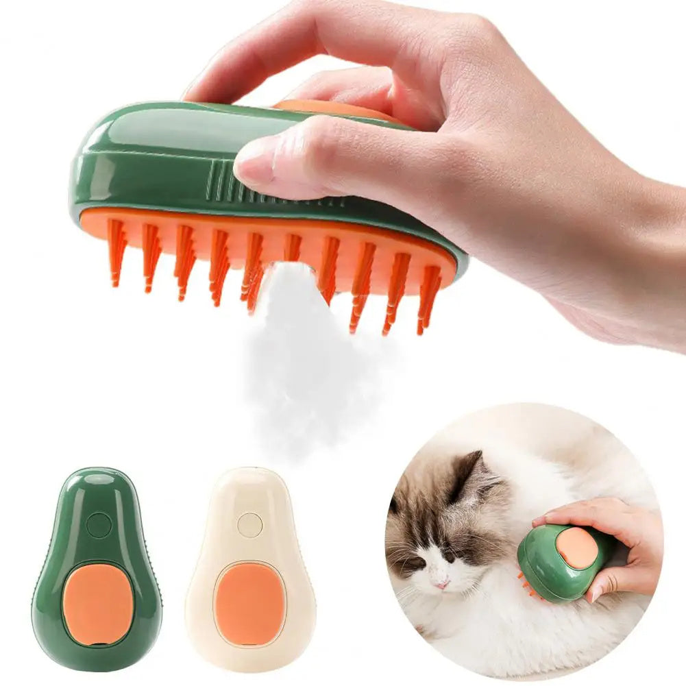 SteamGroom Avocado Brush: Electric Self-Cleaning Grooming Comb for Dogs & Cats