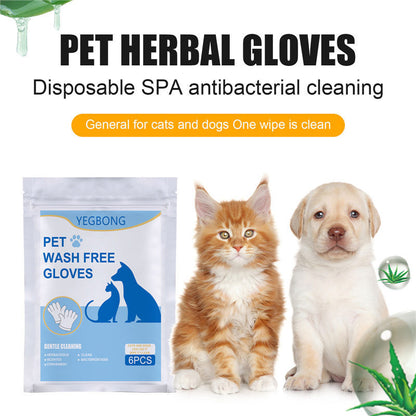 No-Bath Pet Cleaning Gloves: Non-Woven Disposable Grooming Gloves for Cats & Dogs