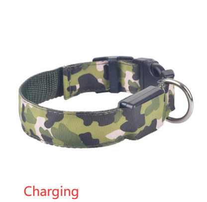 Luminous Camouflage Dog Collar: Glow-in-the-Dark Pet Safety Collar