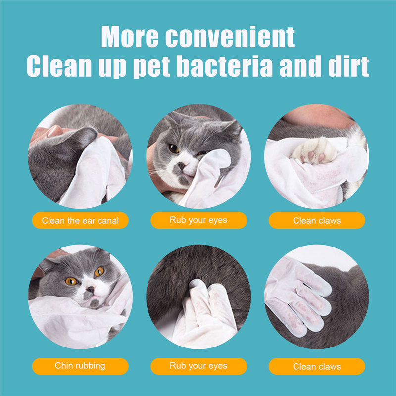 No-Bath Pet Cleaning Gloves: Non-Woven Disposable Grooming Gloves for Cats & Dogs