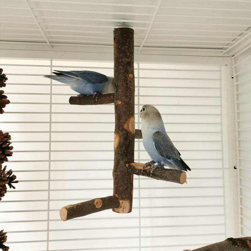 Wooden Parrot Stand Pole Toy: Interactive Bird Perch