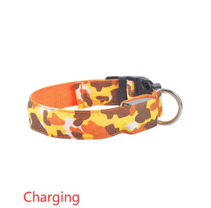 Luminous Camouflage Dog Collar: Glow-in-the-Dark Pet Safety Collar