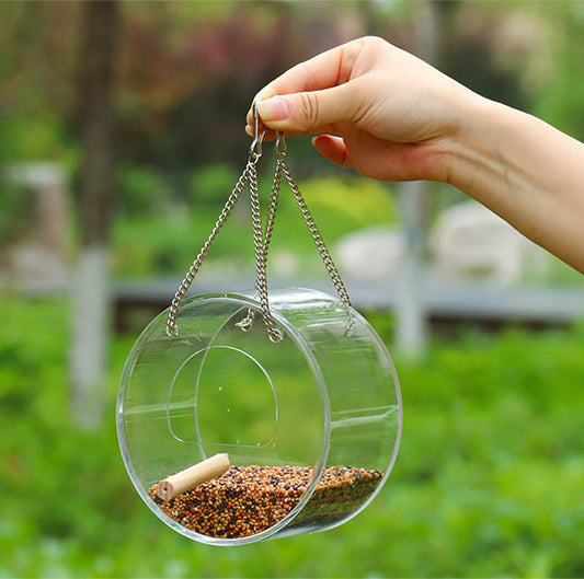 Acrylic Bird Food Box: Durable Feeder for Bird Cages