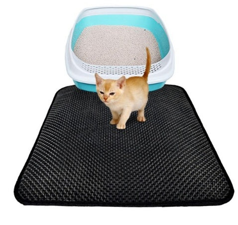 DoubleLayer Litter Mat: Trapping Cat Litter Box Mat for Clean Home