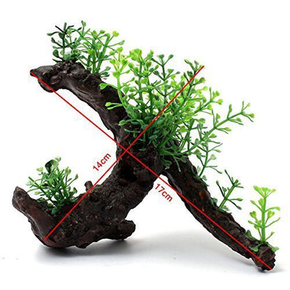 Artificial Wood & Aquatic Plant Decoration: Aquarium Simulation Ornament