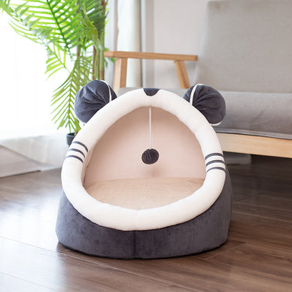 CatCave Cozy Bed: Plush Winter Kennel with Velvet Cushion