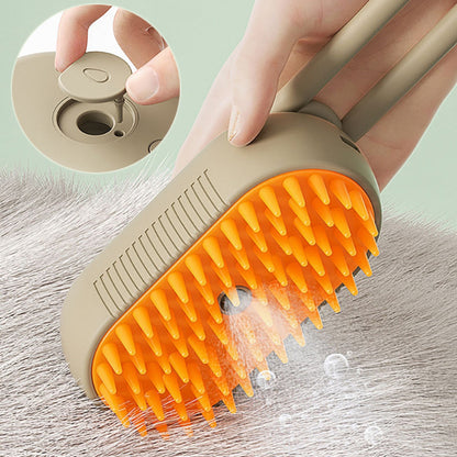 SteamyPet 3-in-1 Electric Spray Brush: Cat & Dog Grooming, Massage, and Hair Removal Comb