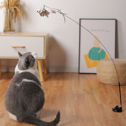 FeatherPlay Cat Stick: Long Rod with Steel Wire Feather for Interactive Fun