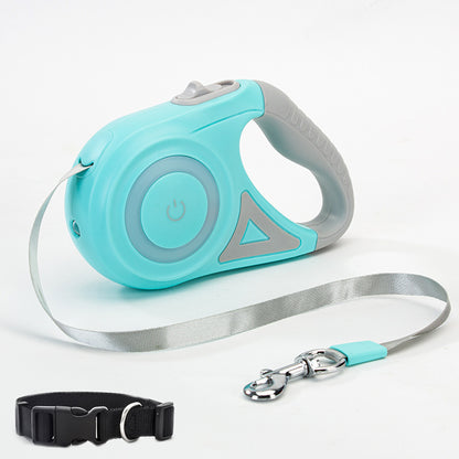 LED Retractable Dog Leash with Collar: Automatic Lock & Unlock for Small and Medium Pets