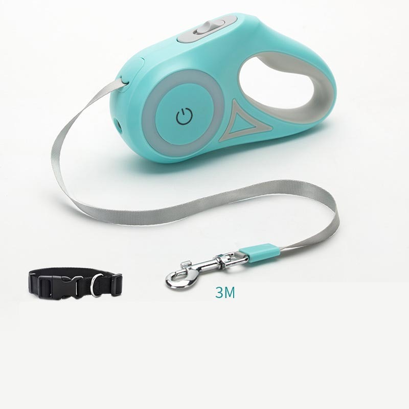 LED Retractable Dog Leash with Collar: Automatic Lock & Unlock for Small and Medium Pets