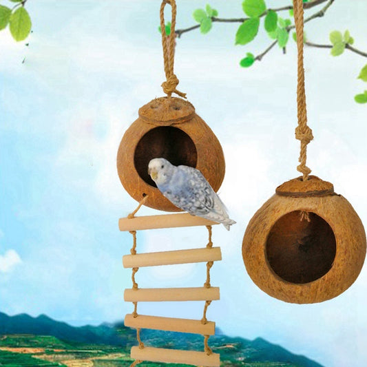 Natural Coconut Shell Bird Nest: Eco-Friendly Hanging Bird House