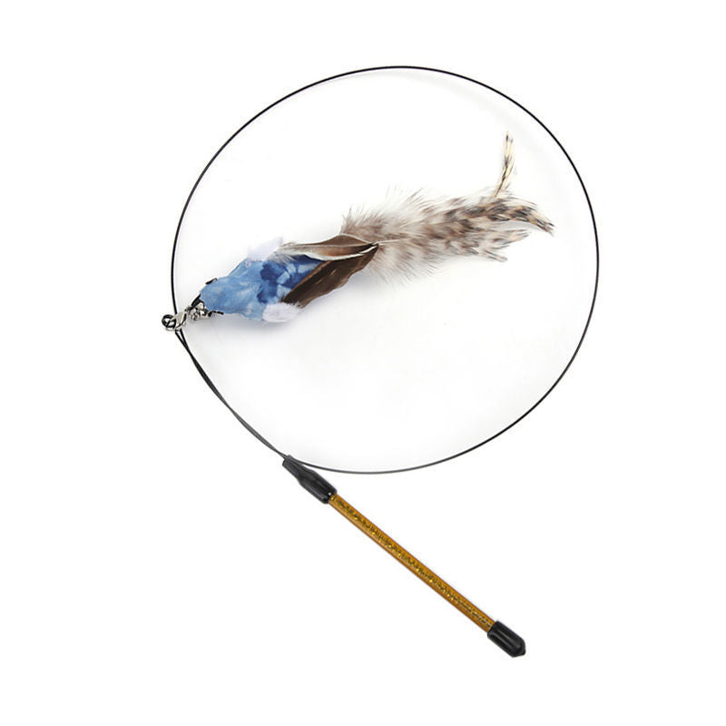 FeatherPlay Cat Stick: Long Rod with Steel Wire Feather for Interactive Fun