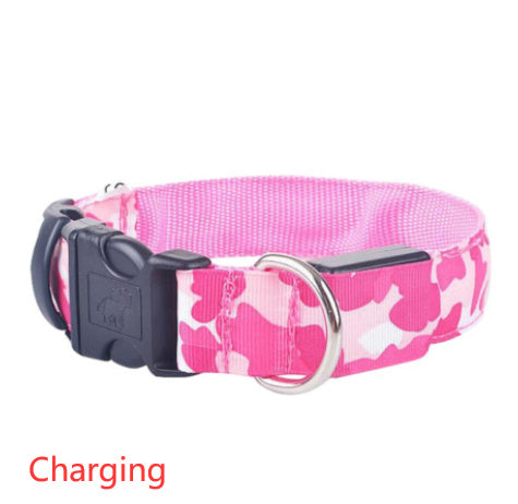 Luminous Camouflage Dog Collar: Glow-in-the-Dark Pet Safety Collar