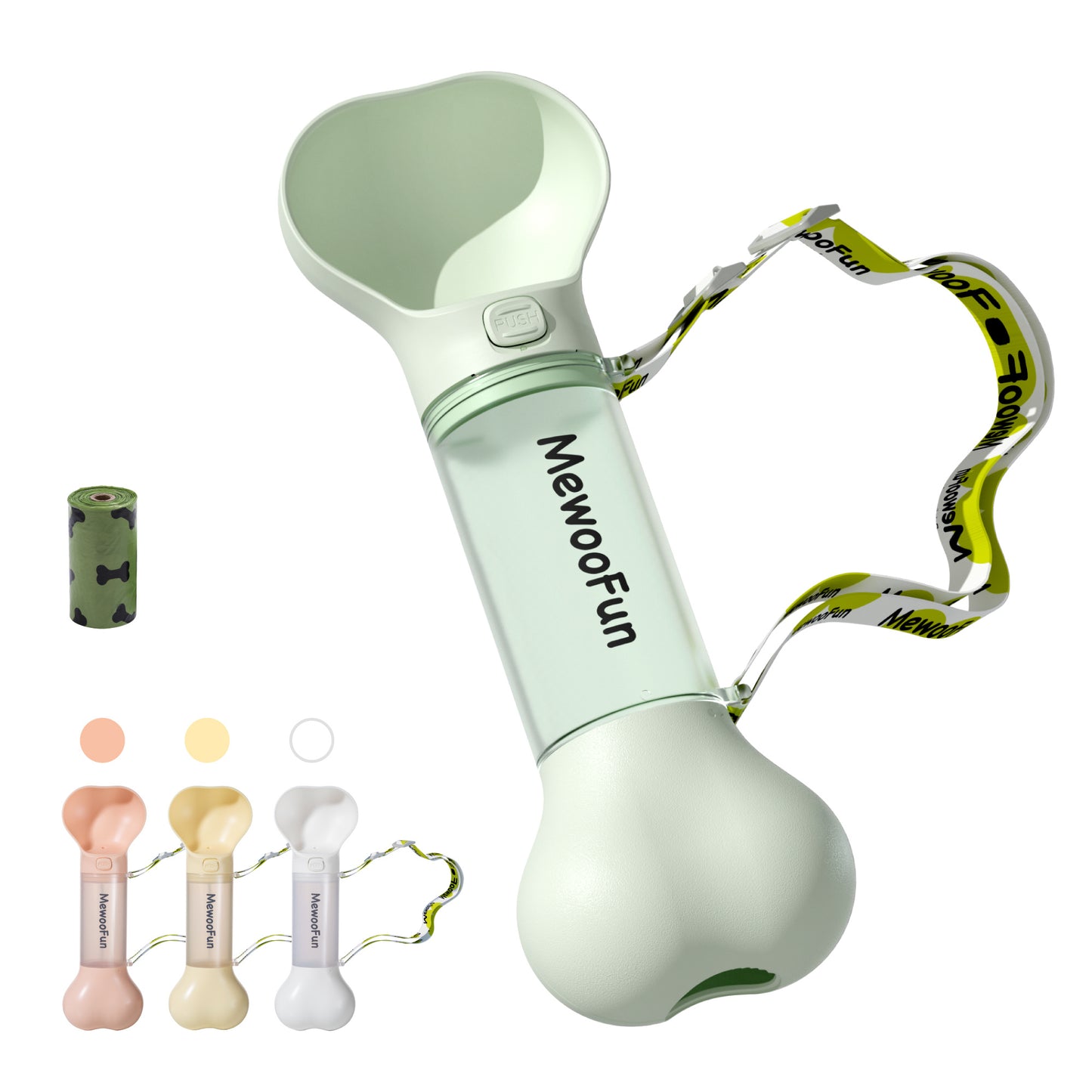 Mewoofun 2-in-1 Portable Dog Water Bottle & Feeder: Leak-Proof Travel Bottle with Poop Bag