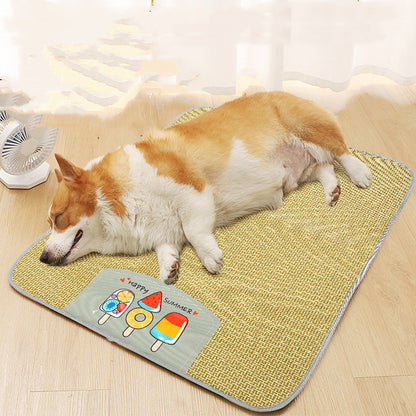 IceCool Grass Pet Mat: Summer Cooling and Anti-Scratch Sleeping Mat for Dogs & Cats