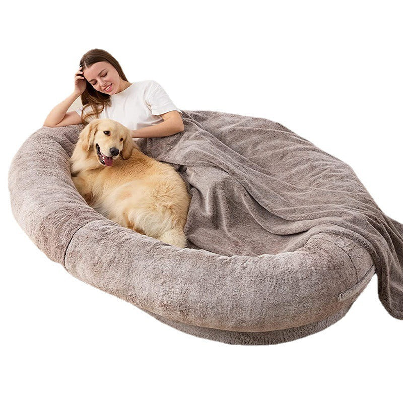 Large Human-Shaped Plush Dog Bed: Cozy and Comfortable Pet Bed