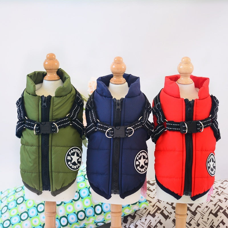 Waterproof Winter Dog Coat with Harness: Warm Jacket for Small to Large Dogs