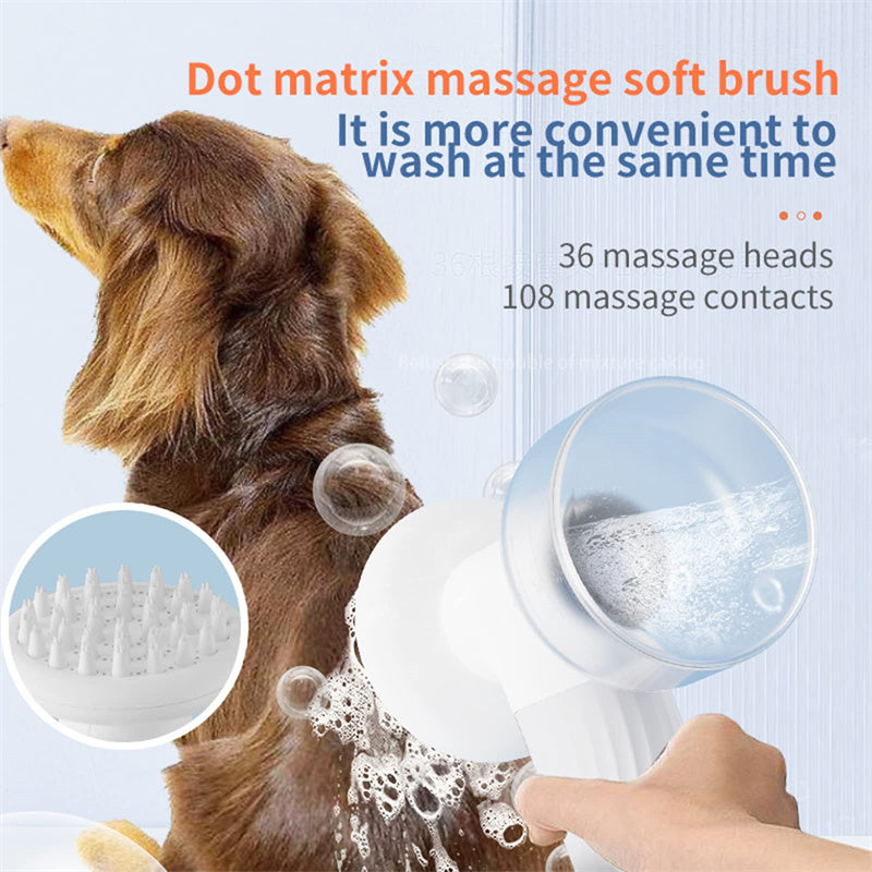 AutoFoam Pet Bath Brush: Electric Grooming and Massage Brush with Soap Dispenser