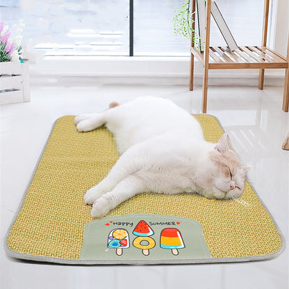 IceCool Grass Pet Mat: Summer Cooling and Anti-Scratch Sleeping Mat for Dogs & Cats