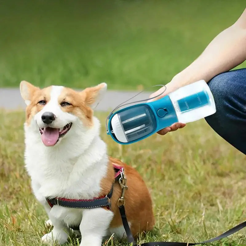 3-in-1 Portable Dog Water Bottle with Food and Waste Bag Dispenser