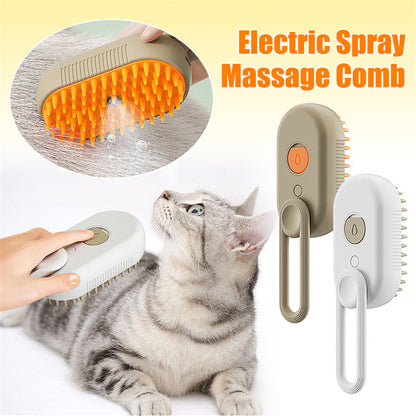 SteamyPet 3-in-1 Electric Spray Brush: Cat & Dog Grooming, Massage, and Hair Removal Comb