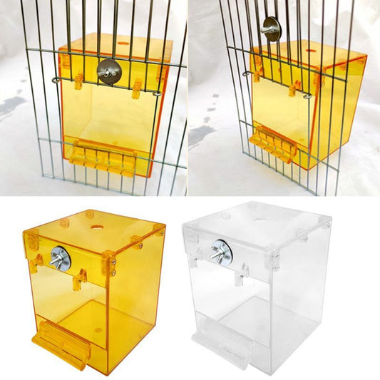 External Transparent Bird Bath: Square Basin for Bird Cages