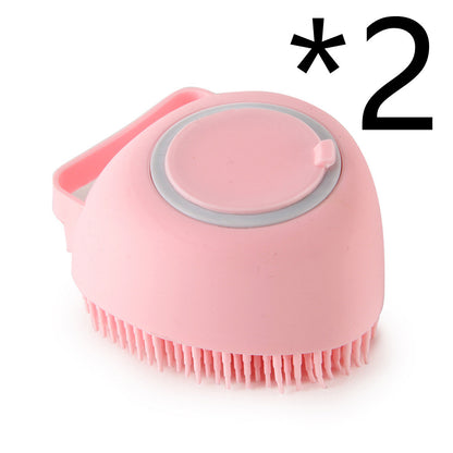 Silicone Bath Massage Gloves: Pet Grooming Brush with Shampoo Dispenser for Dogs & Cats