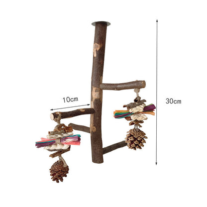 Wooden Parrot Stand Pole Toy: Interactive Bird Perch