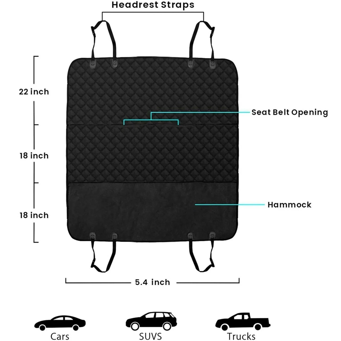 Luxury Waterproof Car Seat Cover: Rear Back Bench Protector for Pet Travel