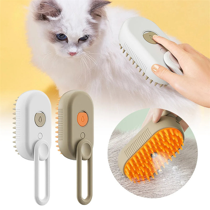 SteamyPet 3-in-1 Electric Spray Brush: Cat & Dog Grooming, Massage, and Hair Removal Comb