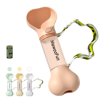 Mewoofun 2-in-1 Portable Dog Water Bottle & Feeder: Leak-Proof Travel Bottle with Poop Bag