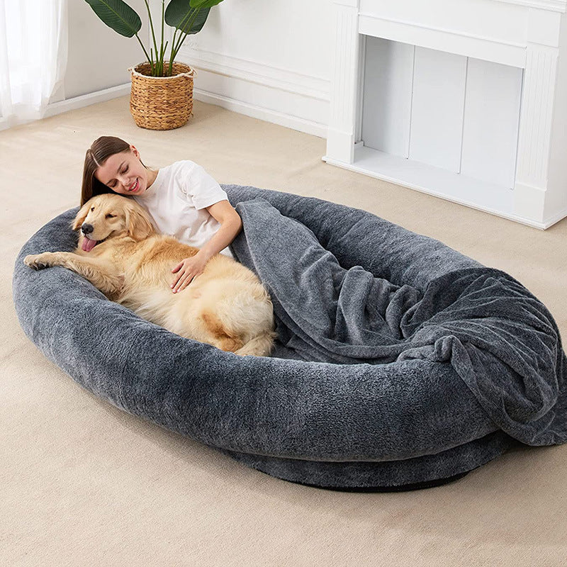 Large Human-Shaped Plush Dog Bed: Cozy and Comfortable Pet Bed