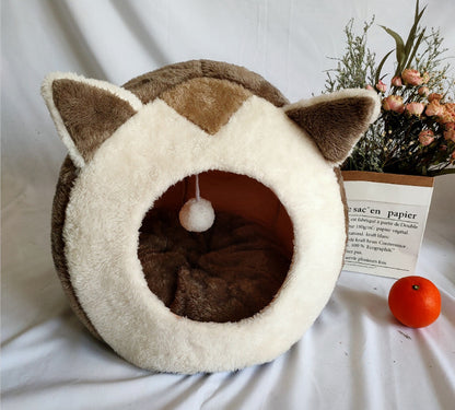 CatCave Cozy Bed: Plush Winter Kennel with Velvet Cushion