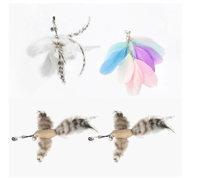 FeatherPlay Cat Stick: Long Rod with Steel Wire Feather for Interactive Fun