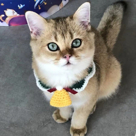 Hand-Woven Wool Pet Collar: Festive Christmas Accessory for Pets