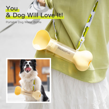 Mewoofun 2-in-1 Portable Dog Water Bottle & Feeder: Leak-Proof Travel Bottle with Poop Bag